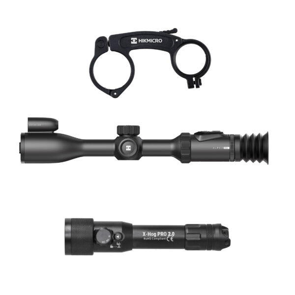 Celownik noktowizyjny Hikmicro Alpex PRO LRF z uchwytem pod IR + iluminator laserowy X-hog Pro v2 940/850 nm
