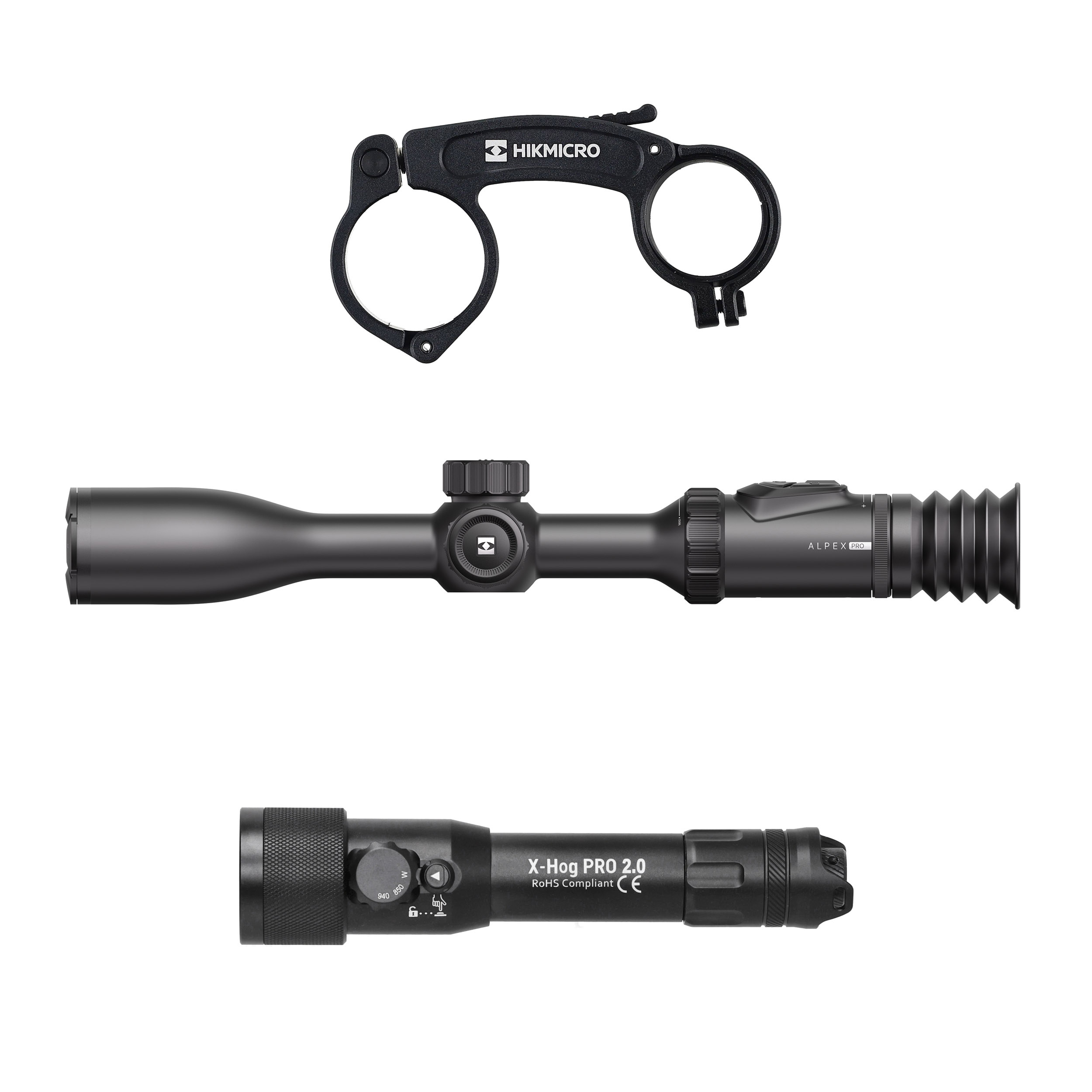 Celownik noktowizyjny Hikmicro Alpex PRO z uchwytem pod IR + iluminator laserowy X-hog Pro v2 940/850 nm
